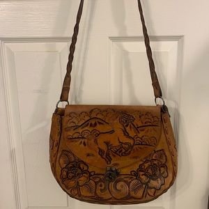 Engraved leather bag